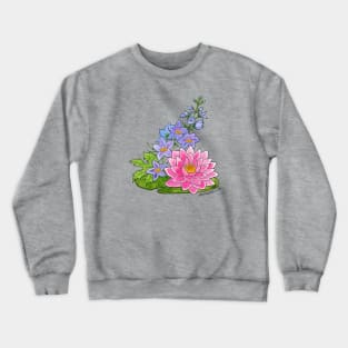 July Birth Flowers - Larkspur & water Lilly Crewneck Sweatshirt